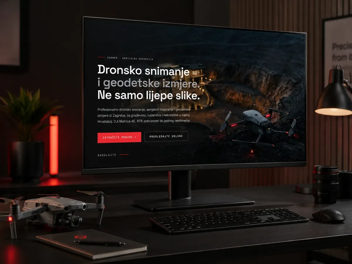 2Clicks – animated web design, branding and development for an aerial drone surveying business in Zagreb