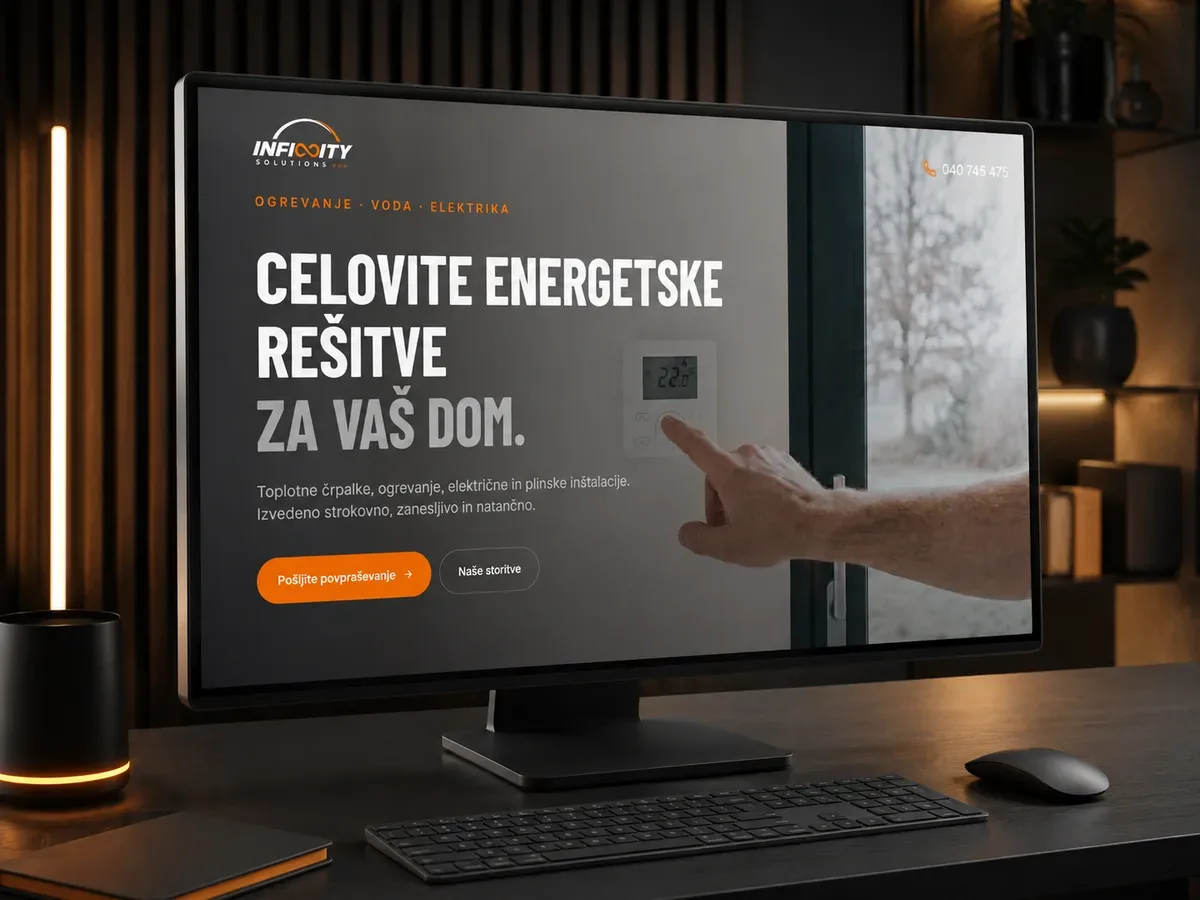 Infinity Solutions – animated web design, branding and development for an energy and installation services company in Slovenia