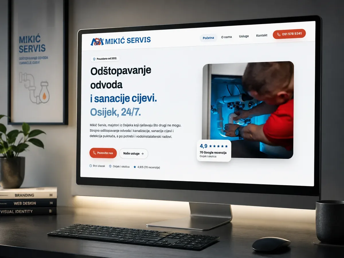 Mikić Servis – web design and development for a drain unclogging and plumbing service in Osijek